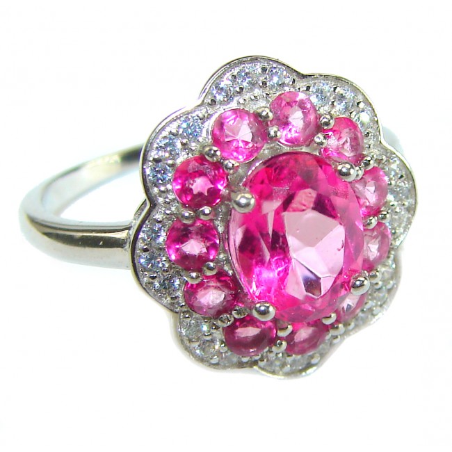 Pink Beauty 8.5 carat Pink Topaz .925 Silver handcrafted Cocktail Ring s. 9 1/4