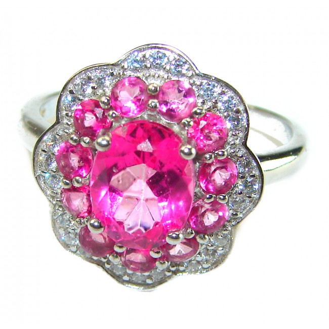 Pink Beauty 8.5 carat Pink Topaz .925 Silver handcrafted Cocktail Ring s. 9 1/4