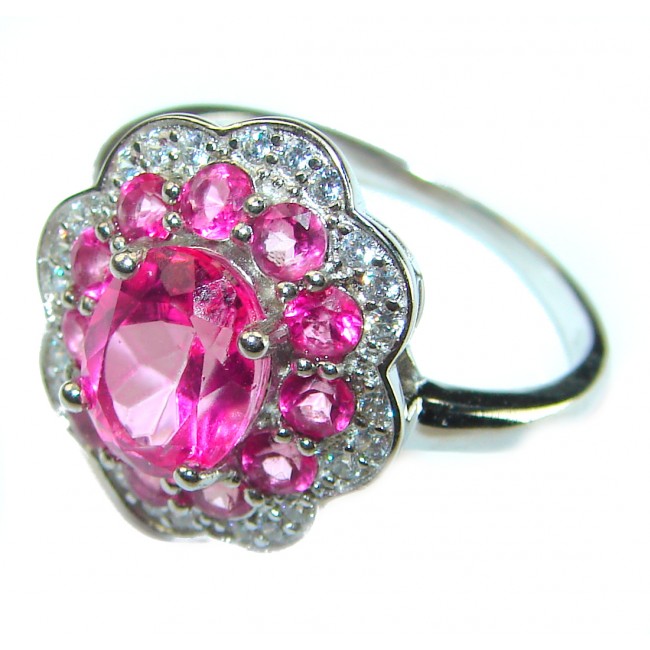 Pink Beauty 8.5 carat Pink Topaz .925 Silver handcrafted Cocktail Ring s. 9 1/4