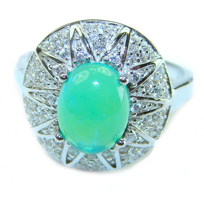 Authentic Green Opal .925 Sterling Silver ring s. 6