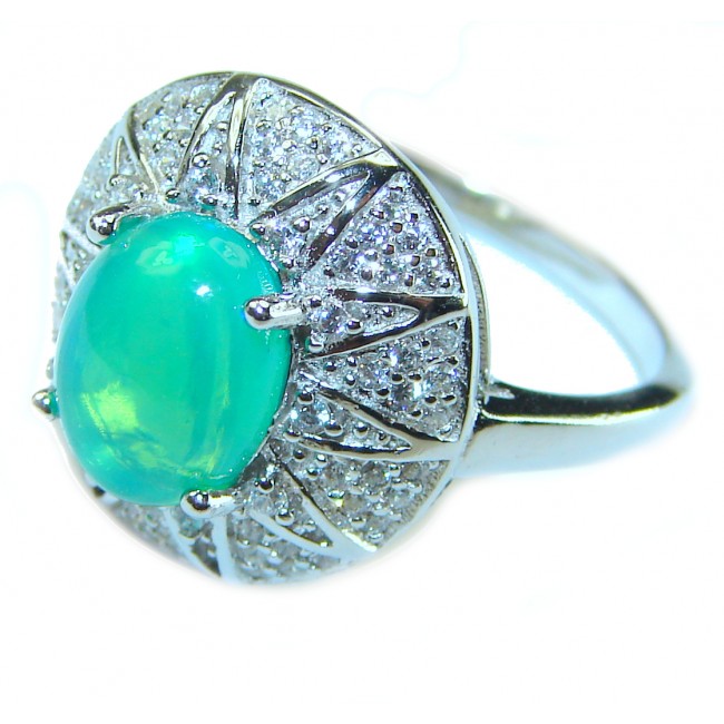 Authentic Green Opal .925 Sterling Silver ring s. 6