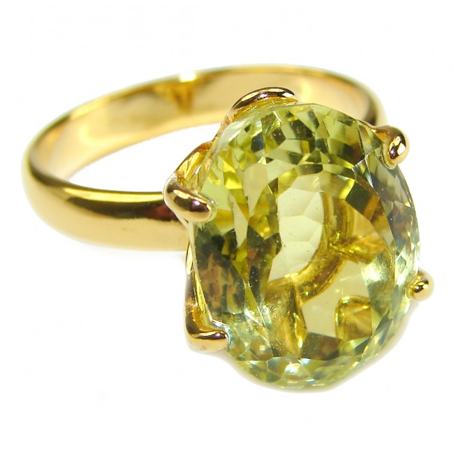 Authentic Citrine 14k Gold over .925 Sterling Silver handmade Cocktail Ring s. 7 3/4