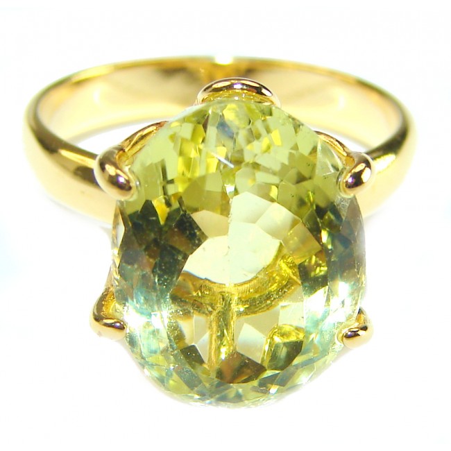 Authentic Citrine 14k Gold over .925 Sterling Silver handmade Cocktail Ring s. 7 3/4