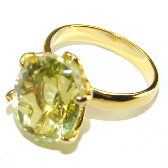 Authentic Citrine 14k Gold over .925 Sterling Silver handmade Cocktail Ring s. 7 3/4