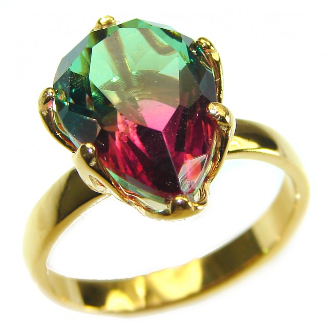 Brazilian Tourmaline 18K Gold over .925 Sterling Silver Perfectly handcrafted Ring s. 7