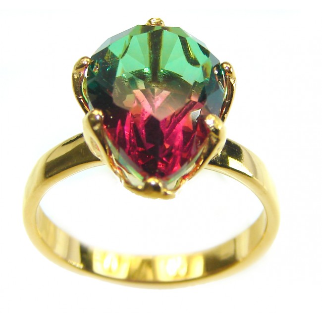 Brazilian Tourmaline 18K Gold over .925 Sterling Silver Perfectly handcrafted Ring s. 7