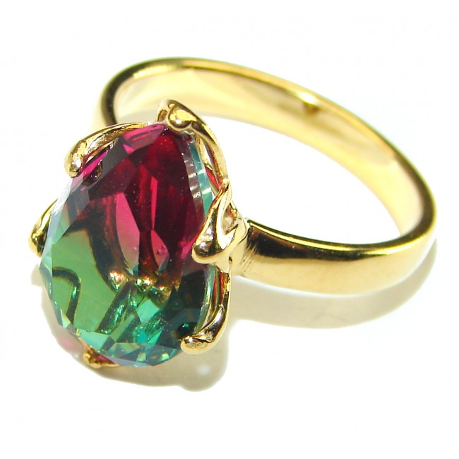 Brazilian Tourmaline 18K Gold over .925 Sterling Silver Perfectly handcrafted Ring s. 7