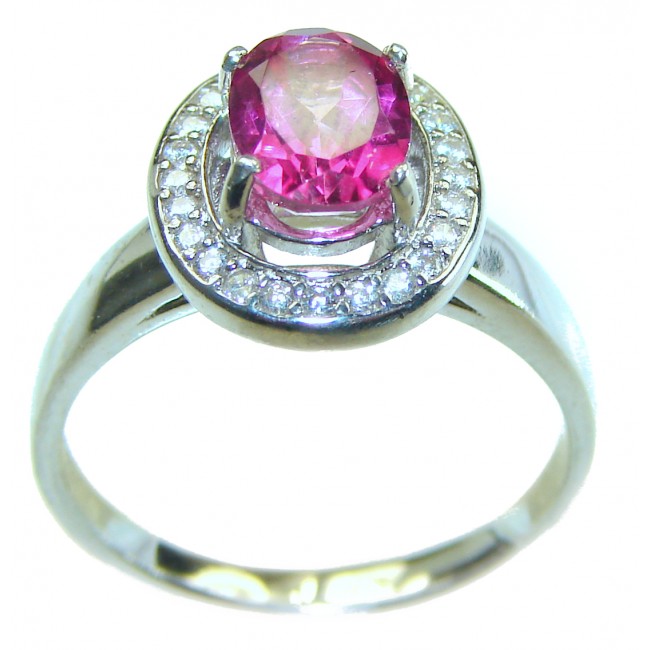 Genuine 3.5ct Pink Tourmaline .925 Sterling Silver handcrafted ring; s. 8