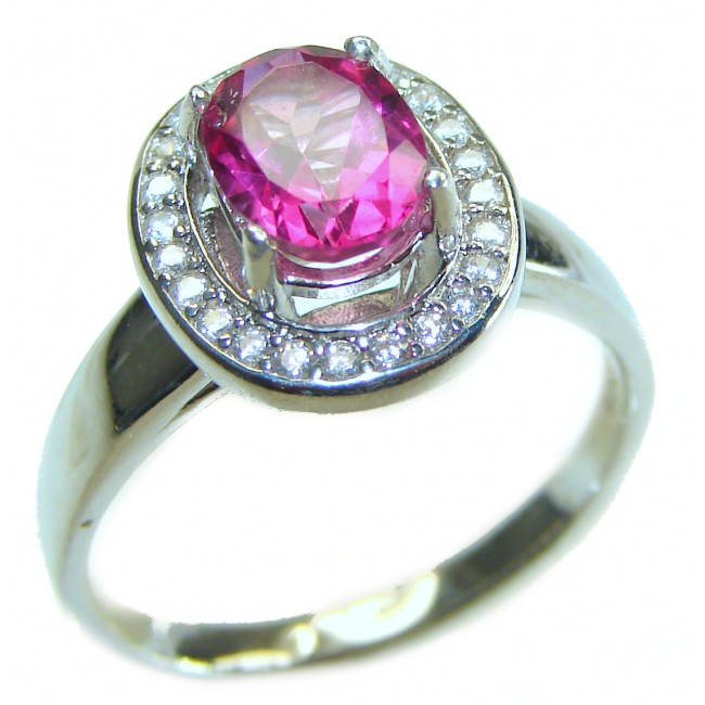 Genuine 3.5ct Pink Tourmaline .925 Sterling Silver handcrafted ring; s. 8