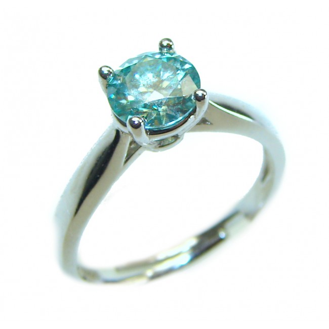 Precious 2.1 carat AQUAMARINE .925 Sterling Silver Handcrafted Ring size 6 adjustable