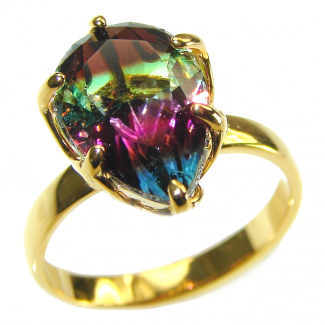 Brazilian Tourmaline 18K Gold over .925 Sterling Silver Perfectly handcrafted Ring s. 8 1/4