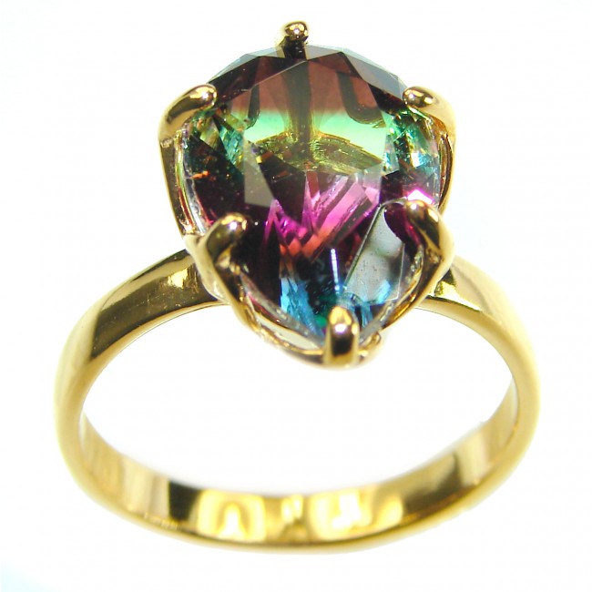 Brazilian Tourmaline 18K Gold over .925 Sterling Silver Perfectly handcrafted Ring s. 8 1/4