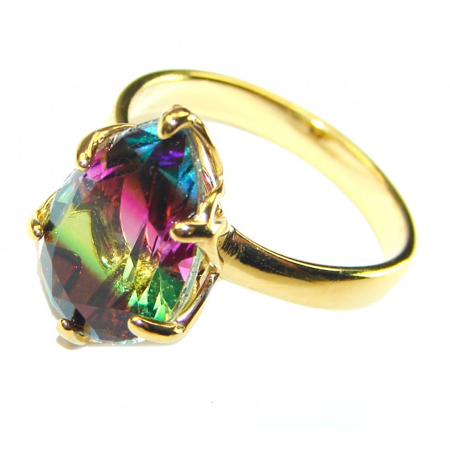 Brazilian Tourmaline 18K Gold over .925 Sterling Silver Perfectly handcrafted Ring s. 8 1/4