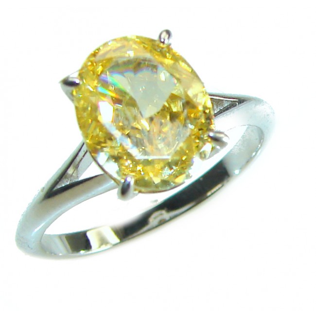 4.5 carat Yellow Sapphire .925 Sterling Silver handcrafted ring; s. 7