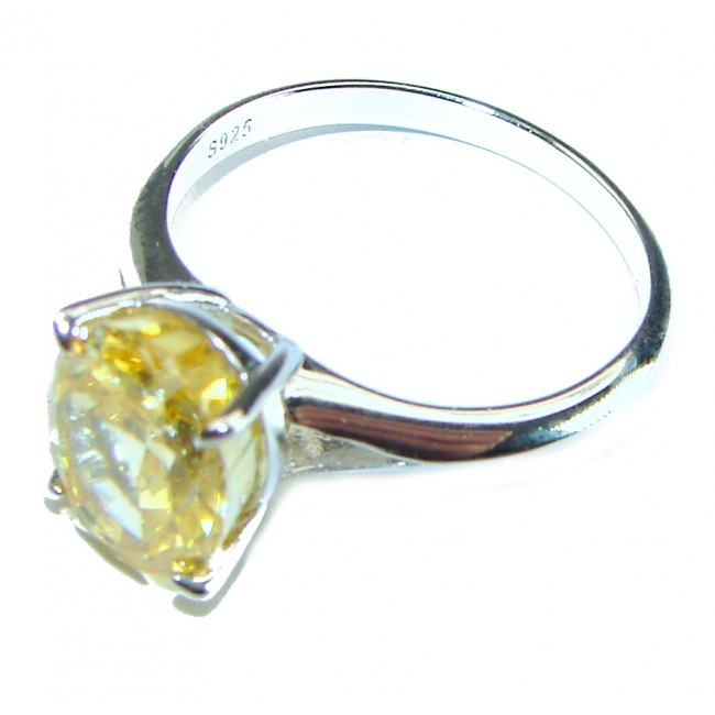 4.5 carat Yellow Sapphire .925 Sterling Silver handcrafted ring; s. 7