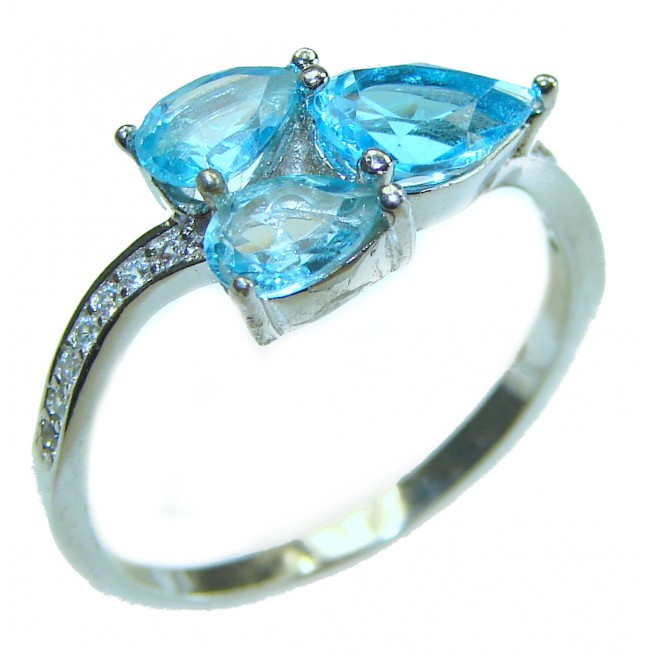 Blue Topaz .925 Sterling Silver handmade Ring size 8