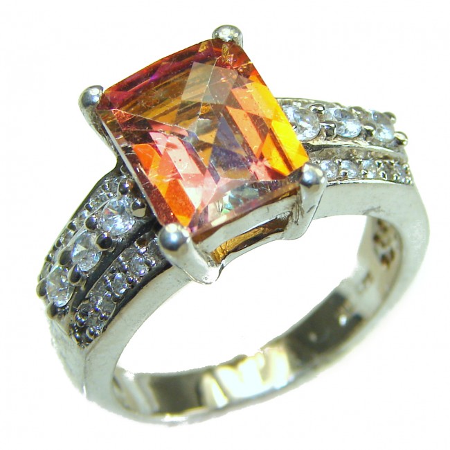 5.9 carat Mystic Golden Topaz .925 Sterling Silver handmade Cocktail Ring size 7