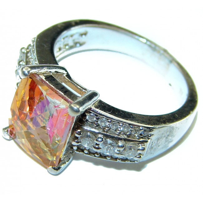 5.9 carat Mystic Golden Topaz .925 Sterling Silver handmade Cocktail Ring size 7