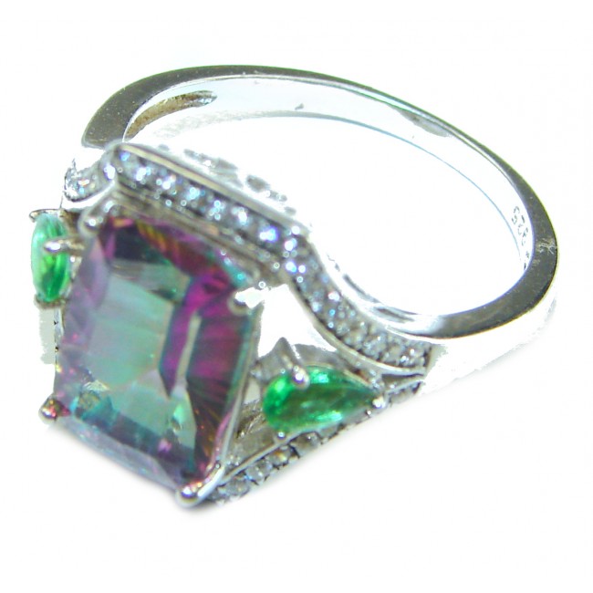 Fancy Mystic Topaz .925 Sterling Silver handcrafted ring size 8 3/4