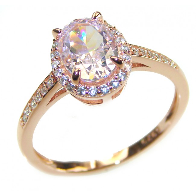 Perfect and Simple Pink Sapphire 14K Rose Gold over .925 Sterling Silver Ring s. 7 1/4