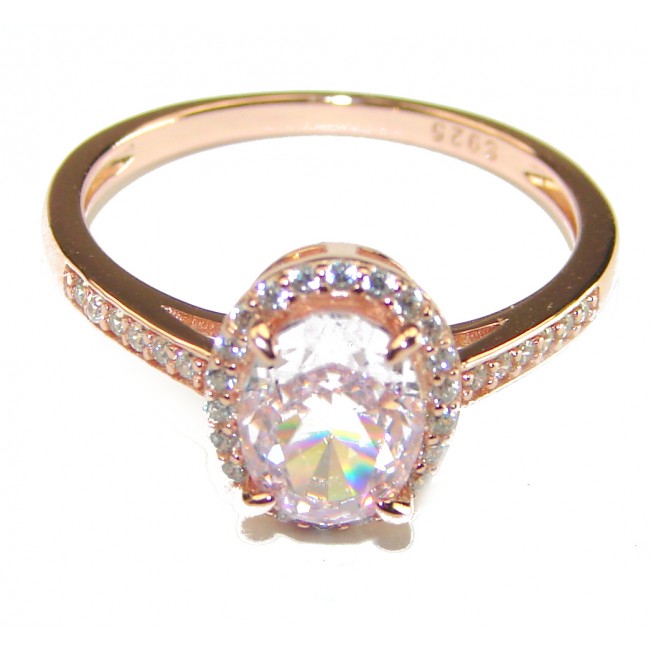 Perfect and Simple Pink Sapphire 14K Rose Gold over .925 Sterling Silver Ring s. 7 1/4