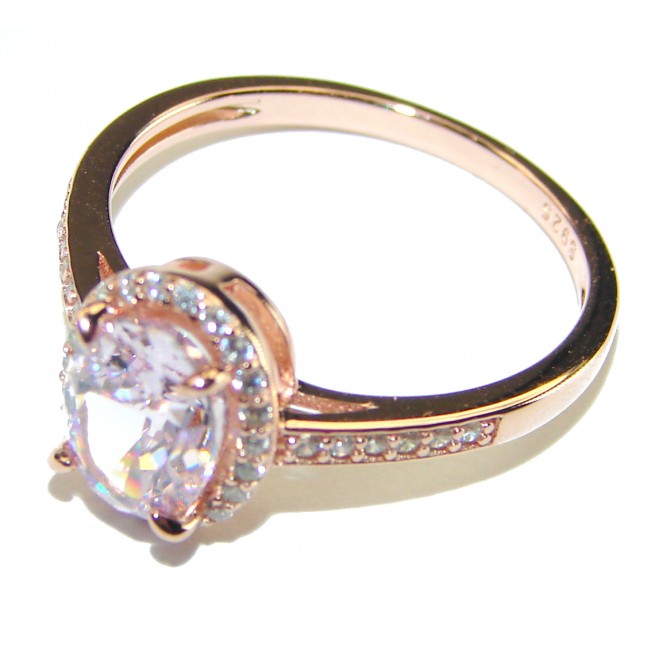 Perfect and Simple Pink Sapphire 14K Rose Gold over .925 Sterling Silver Ring s. 7 1/4