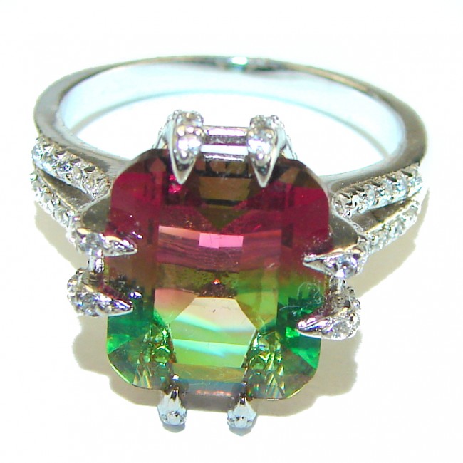 11.5 carat Brazilian Tourmaline .925 Sterling Silver Perfectly handcrafted Ring s. 7