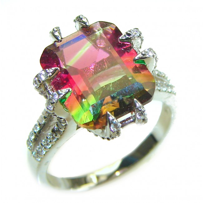 11.5 carat Brazilian Tourmaline .925 Sterling Silver Perfectly handcrafted Ring s. 7