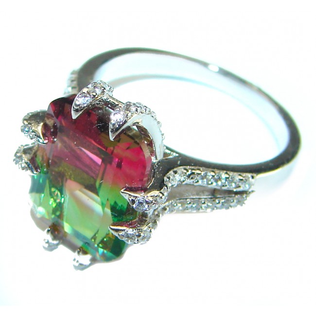 11.5 carat Brazilian Tourmaline .925 Sterling Silver Perfectly handcrafted Ring s. 7