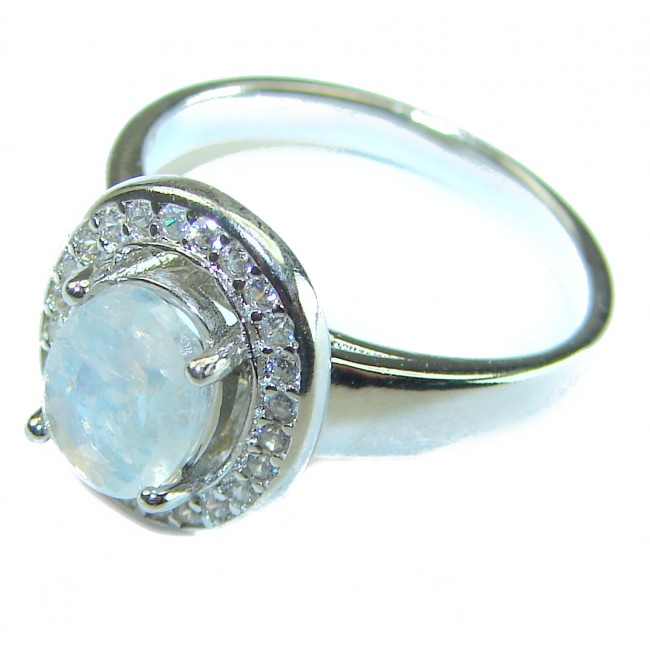 Best quality Genuine Fire Moonstone .925 Sterling Silver handcrafted ring size 7