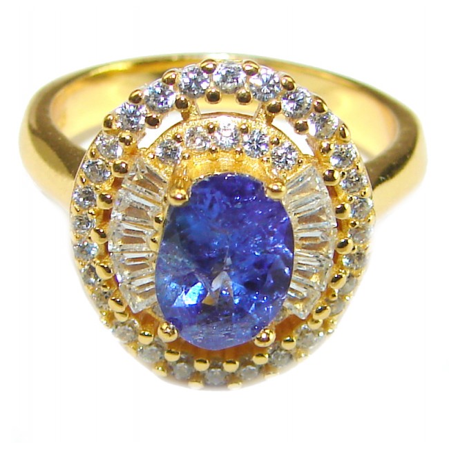 Sapphire 14K Gold over .925 Sterling Silver handmade Cocktail Ring s. 6