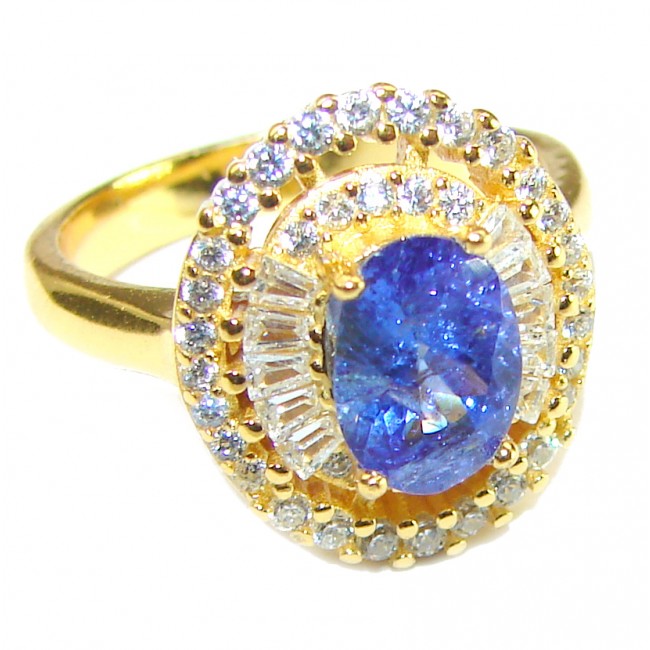 Sapphire 14K Gold over .925 Sterling Silver handmade Cocktail Ring s. 6