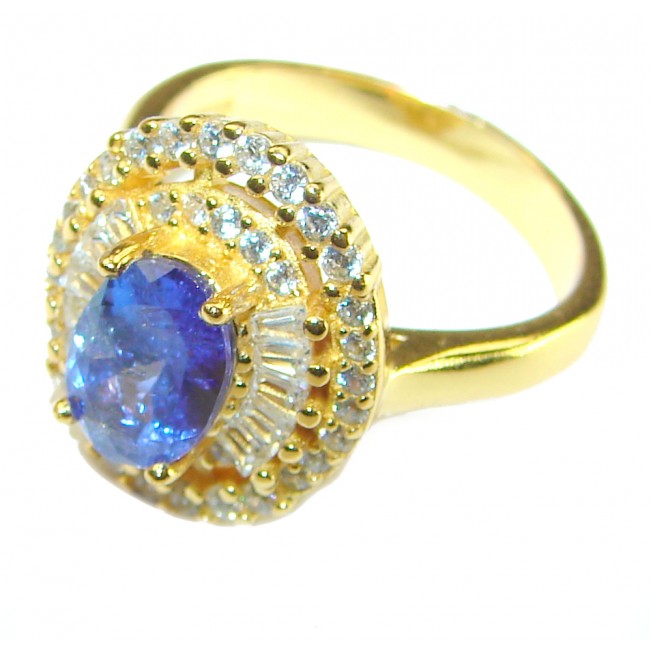 Sapphire 14K Gold over .925 Sterling Silver handmade Cocktail Ring s. 6