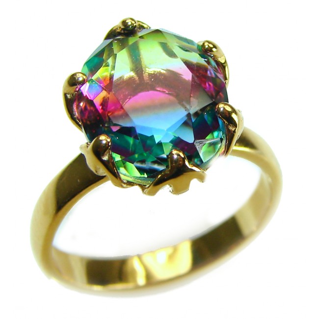 Brazilian Tourmaline 18K Gold over .925 Sterling Silver Perfectly handcrafted Ring s. 6 1/4