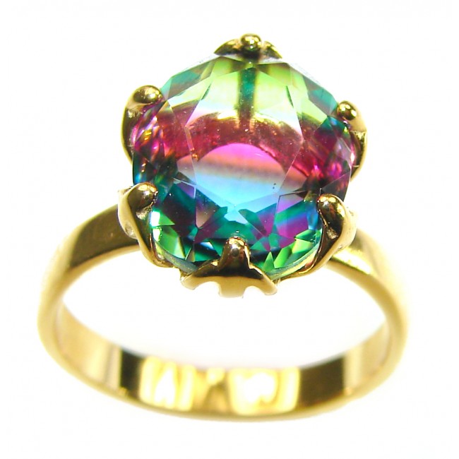 Brazilian Tourmaline 18K Gold over .925 Sterling Silver Perfectly handcrafted Ring s. 6 1/4