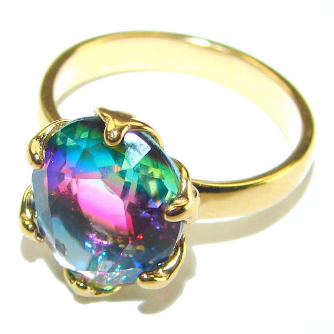 Brazilian Tourmaline 18K Gold over .925 Sterling Silver Perfectly handcrafted Ring s. 6 1/4