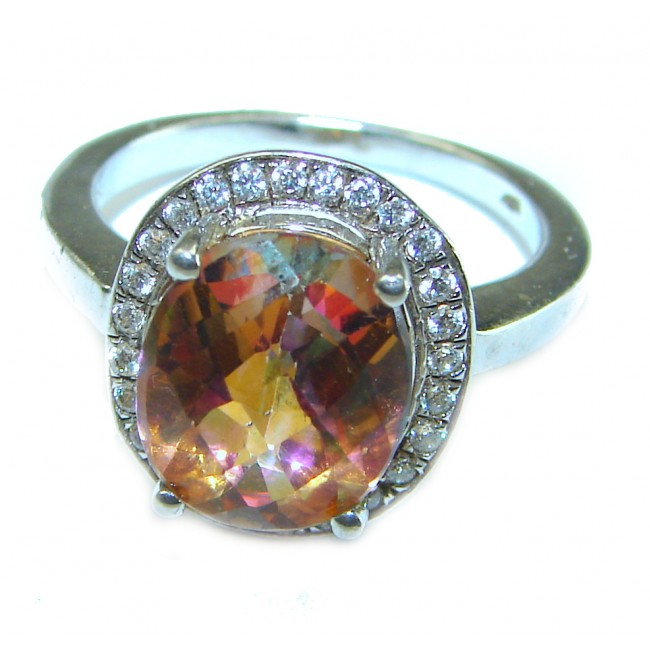 7.5 carat Golden Mystic .925 Sterling Silver handmade Cocktail Ring size 6