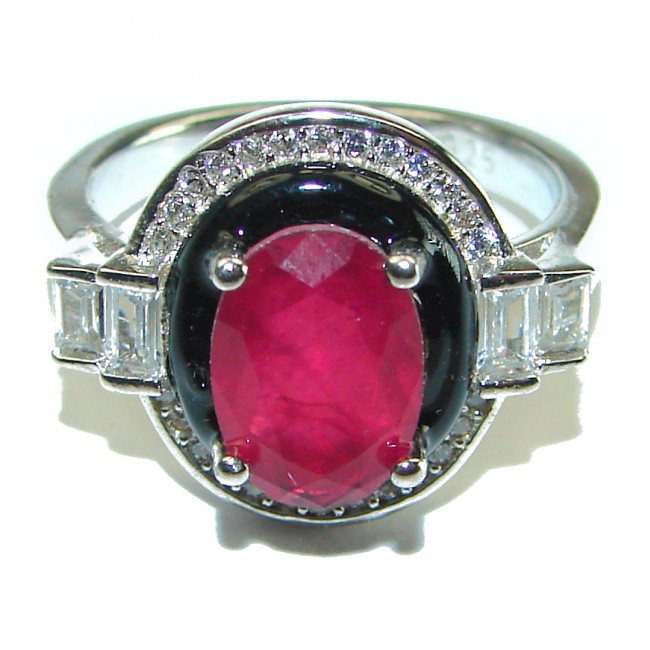 Art Decor quality unique Ruby .925 Sterling Silver handcrafted Ring size 6