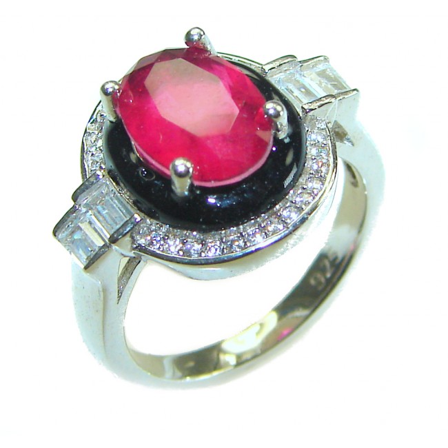 Art Decor quality unique Ruby .925 Sterling Silver handcrafted Ring size 6