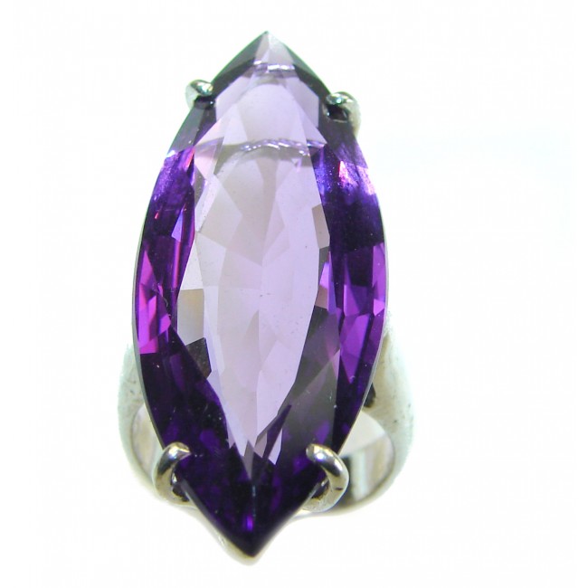 Authentic Marquise cut 24.6ctw Amethyst .925 Sterling Silver brilliantly handcrafted ring s. 5