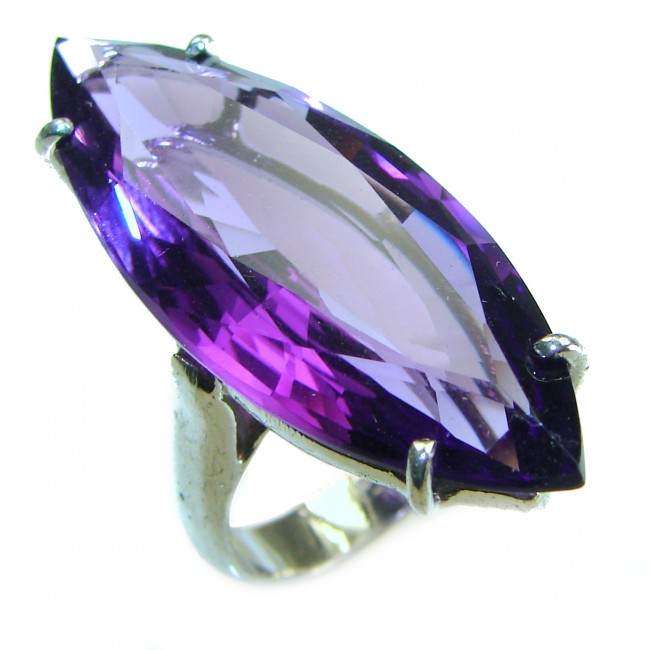 Authentic Marquise cut 24.6ctw Amethyst .925 Sterling Silver brilliantly handcrafted ring s. 5