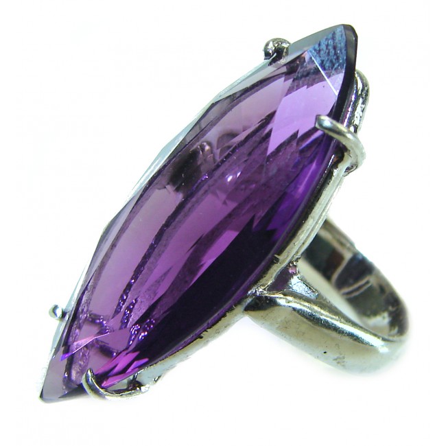 Authentic Marquise cut 24.6ctw Amethyst .925 Sterling Silver brilliantly handcrafted ring s. 5