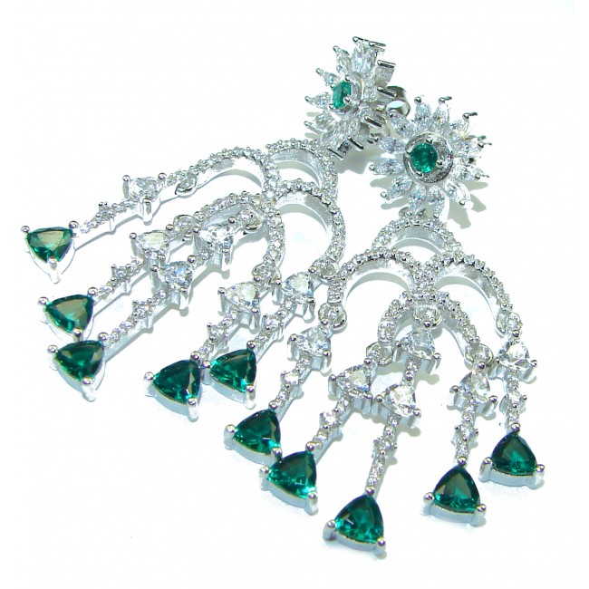 Special Design Very Unique Emerald .925 Sterling Silver handcrafted earrings