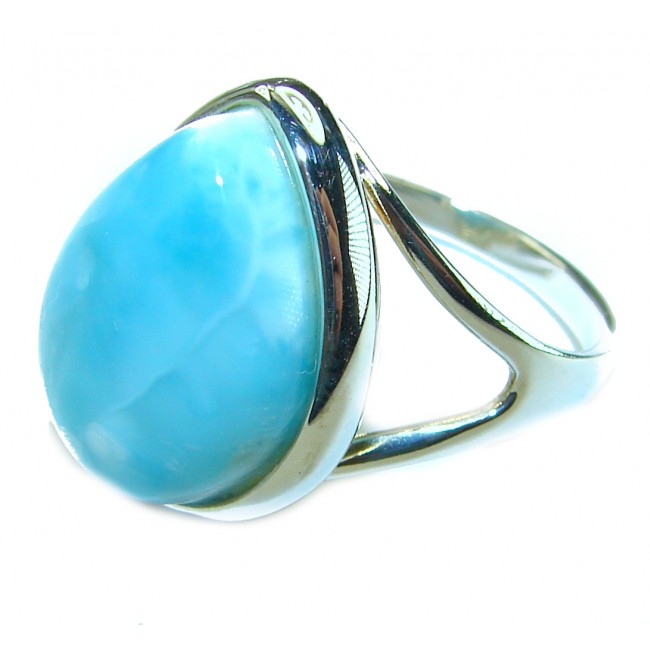 Precious Blue Larimar .925 Sterling Silver handmade ring size 8