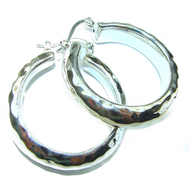 Hammered .925 Sterling Silver Hoop Earrings