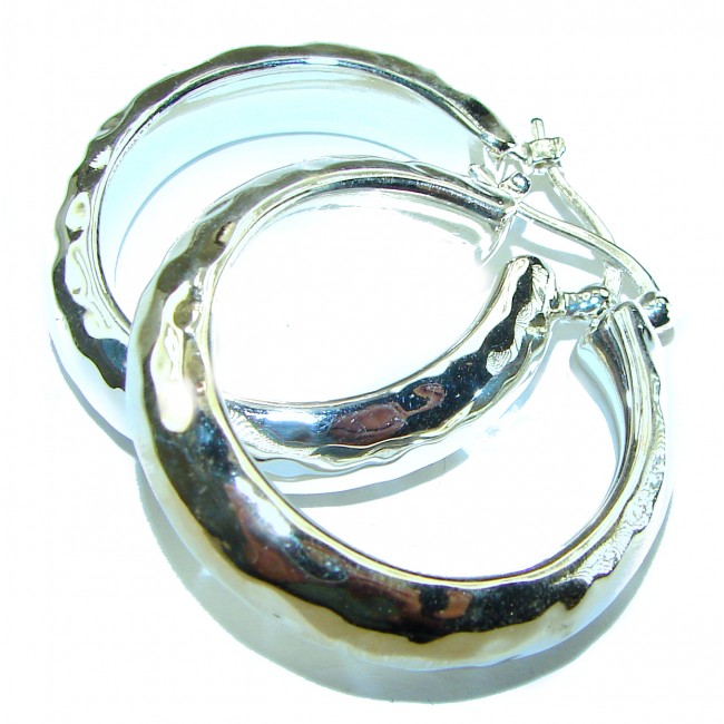 Hammered .925 Sterling Silver Hoop Earrings