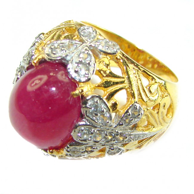 The Crimson Flame 10.5 CARAT Ruby 14K Gold over .925 Sterling Silver handcrafted Ring size 7