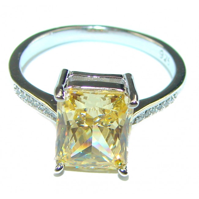 4.5 carat Yellow Sapphire .925 Sterling Silver handcrafted ring; s. 8