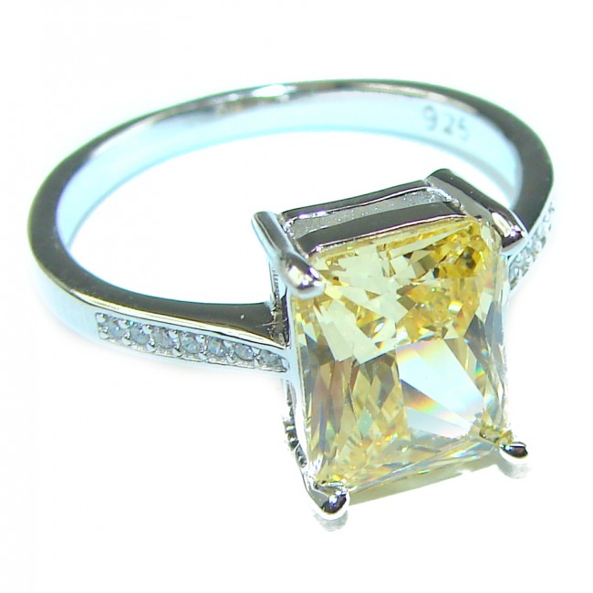 4.5 carat Yellow Sapphire .925 Sterling Silver handcrafted ring; s. 8