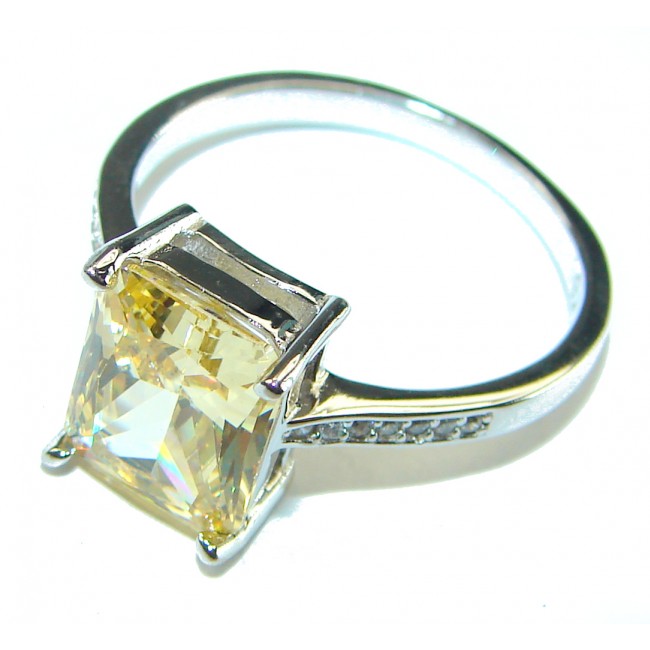 4.5 carat Yellow Sapphire .925 Sterling Silver handcrafted ring; s. 8